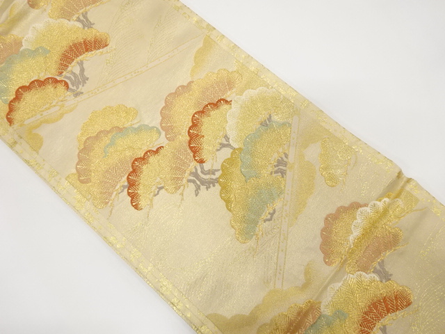 アンティーク　荒波に笠松模様織り出し袋帯(材料)